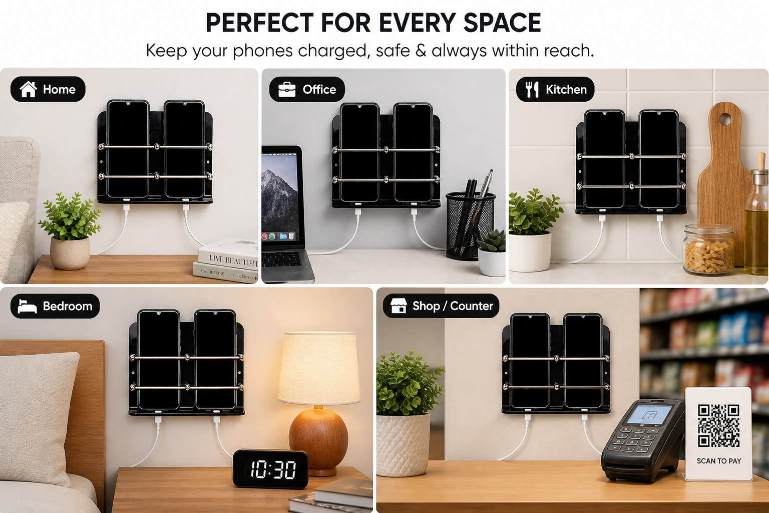 Black Acrylic Double Mobile Holder Stand