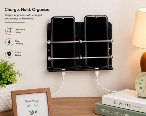 Black Acrylic Double Mobile Holder Stand