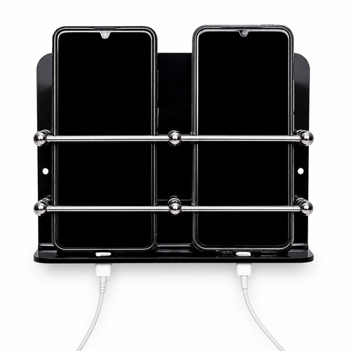 Black Acrylic Double Mobile Holder Stand
