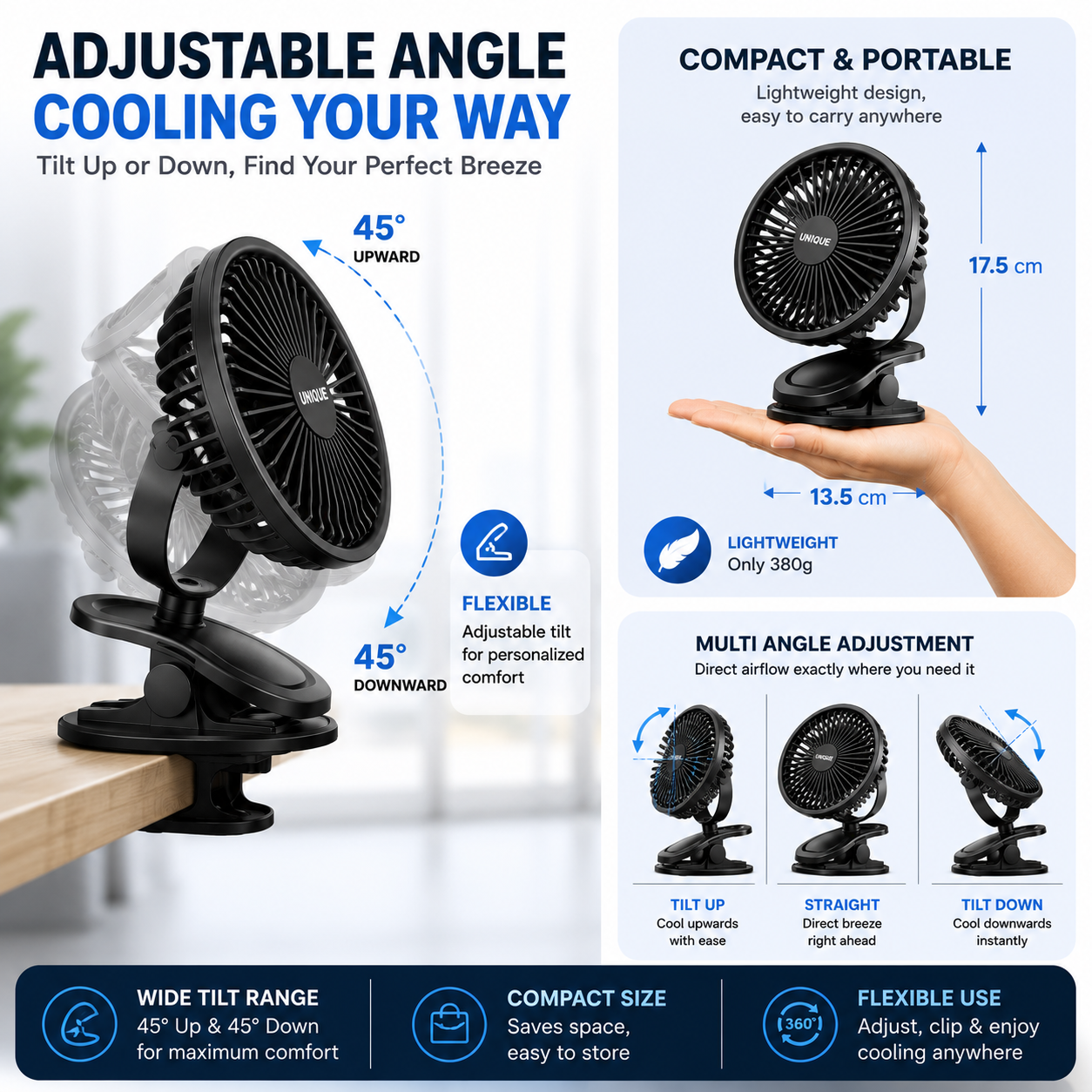 Smart Auto Rotating Mini Fan
